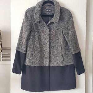 Nine West Black Wool and Black & Grey Tweed Wool Coat